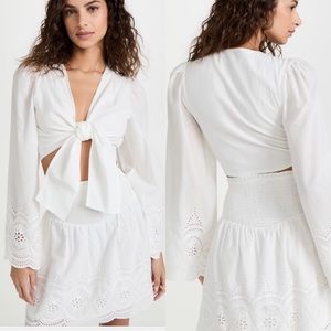 English Factory Front Tie Crop Top & Smocked Waist Skirt